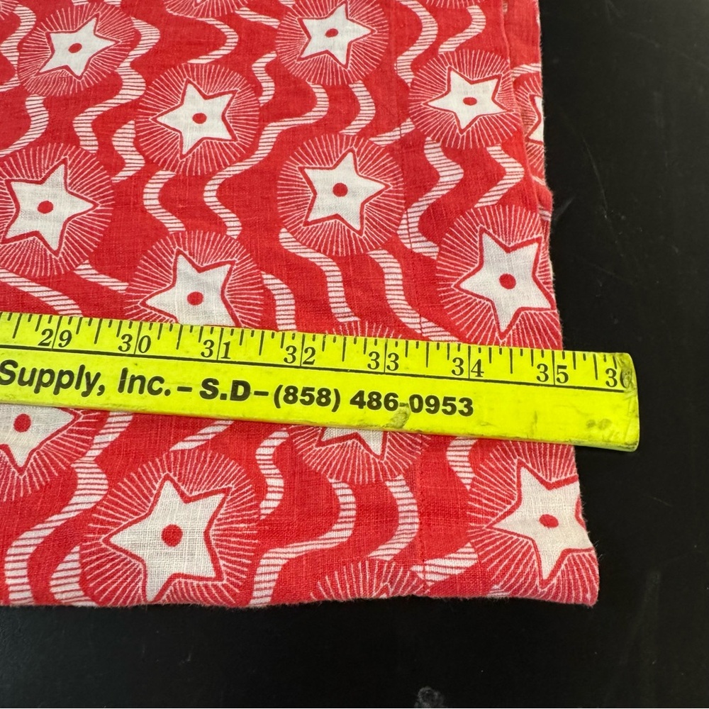 Boden Linen Dress Size 6 Long red Stars Print 100% Linen Washable 4th of July - Picture 9 of 11